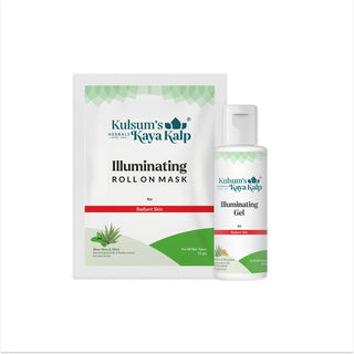 Illuminating Roll On Mask & Illuminating Gel for Radiant Skin with Aloe Vera & Mint - 15 gm + 30 ml