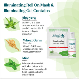 Illuminating Roll On Mask & Illuminating Gel for Radiant Skin with Aloe Vera & Mint - 15 gm + 30 ml