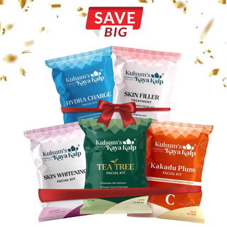 Pack of 5 Tea Tree, Hydra Charge, Skin Filler, Skin Whitening, & Kakadu Plum Facial Kit- 7 in 1