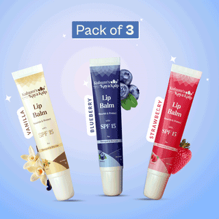 Lip Balm Pack of 3 Blueberry, Vanilla, & Strawberry Lip Balm